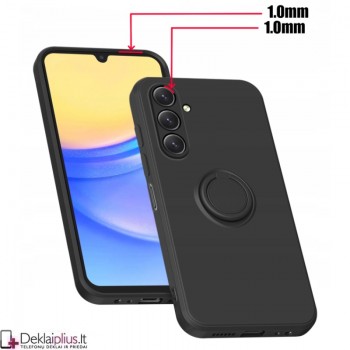 Švelnaus silikono dėklas su žiedu - juodas (Samsung A25/A25 5G)